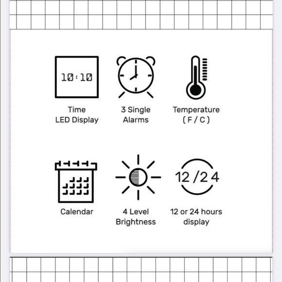 Block Clock Cube Alarm Clock Marble White Gray Cloudnola Bedroom College Dorm - Picture 14 of 14